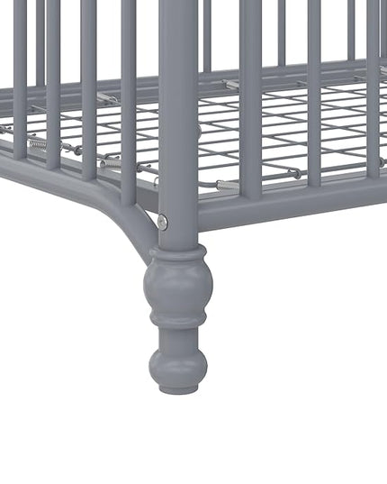 Little Seeds Ivy 3-in-1 Convertible Metal Crib, Dove Gray - LeafyLoom