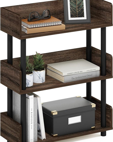 Furinno Turn-N-Tube 3-Tier Toolless Freestanding Multipurposes Display Rack, Walnut - LeafyLoom