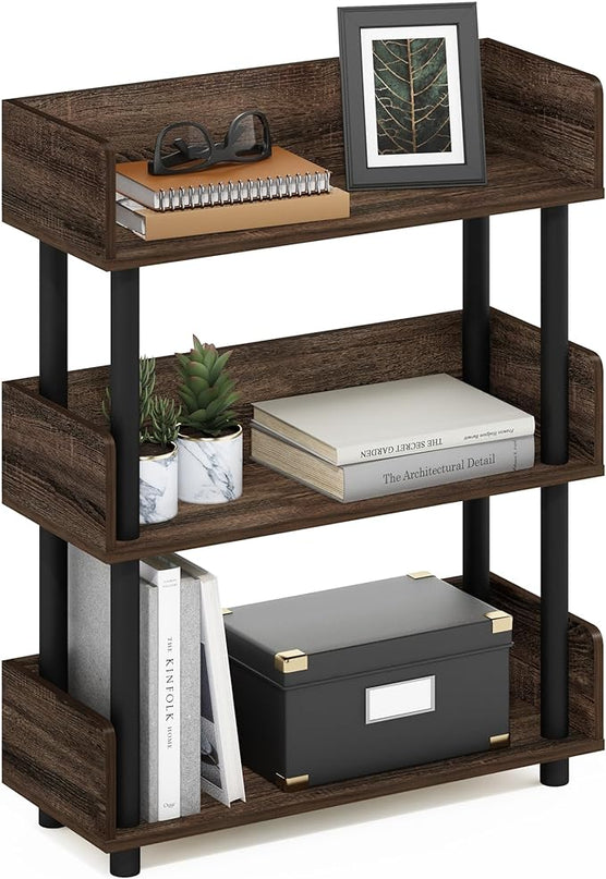 Furinno Turn-N-Tube 3-Tier Toolless Freestanding Multipurposes Display Rack, Walnut - LeafyLoom