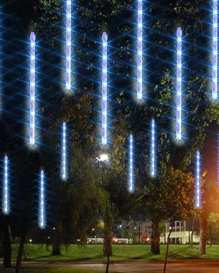 Dazzle Bright Christmas Lights Outdoor, 288LED Meteor Shower Rain Lights 12 Inch 8 Tubes, Waterproof Plug in Falling Icicle Lights Christmas Decorations for Xmas Tree Yard House Decor (Blue) DazzleBright