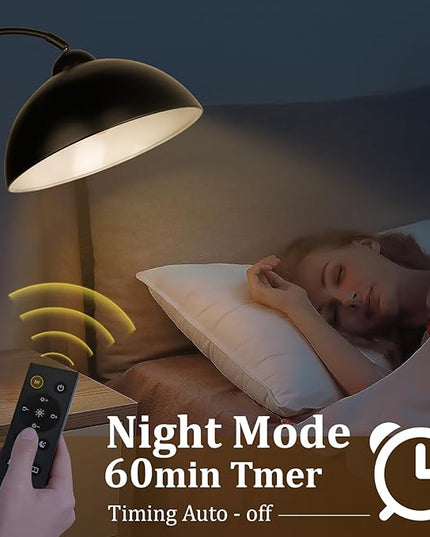 Black Arc Floor Lamp for Living Room, Dimmable LED Corner Floor Lamp with Remote Control, Modern Arch Standing Floor Lamp Curved (2700-6000K 9W LED Bulb Included - LeafyLoom