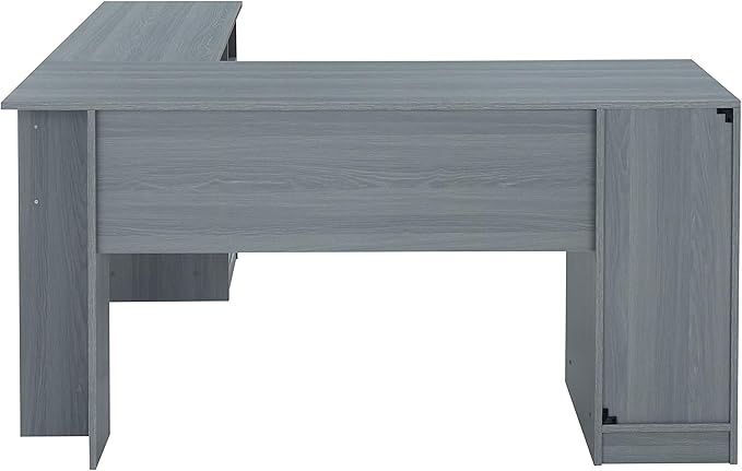 Techni Mobili Functional L-Shaped Computer Desk with storage, L is ⁠59.5" wide x 59.5" Long, Grey - LeafyLoom