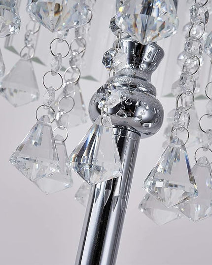 Modern Elegance Crystal Floor Lamp, On/Off Foot Switch, Crystal & Glass 3-Lights Standing Light, Reading Corner Lamp for Office Cafe, Den, Living Room Bedroom Chrome Finish - LeafyLoom