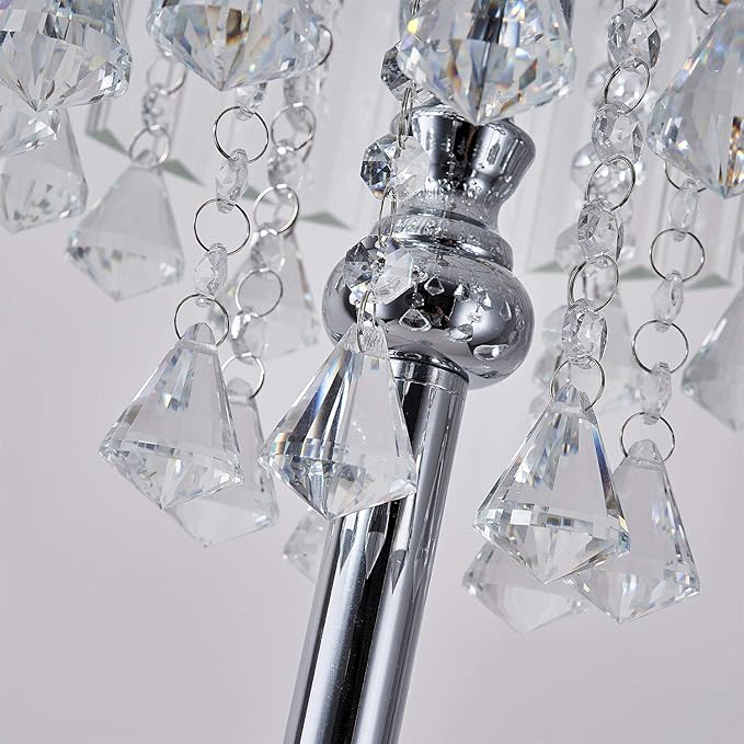 Modern Elegance Crystal Floor Lamp, On/Off Foot Switch, Crystal & Glass 3-Lights Standing Light, Reading Corner Lamp for Office Cafe, Den, Living Room Bedroom Chrome Finish - LeafyLoom
