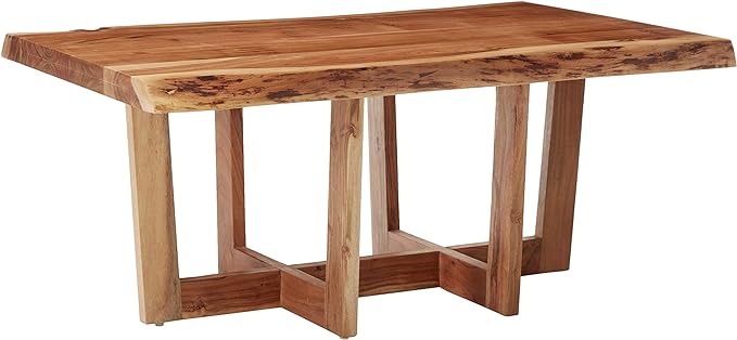 Alaterre Furniture Berkshire Live Edge Solid Wood 42 inch Coffee Table, Natural - LeafyLoom