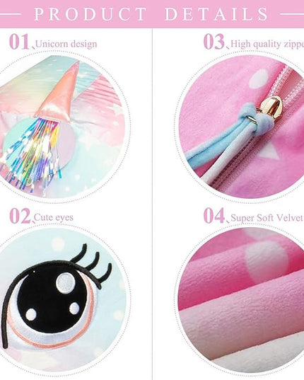 Unicorn Stuffed Animal Storage for Teens Girls Bedroom, Kids Bean Bag Chairs, Super Soft Velvet Fabric Large Size Covers Only - LeafyLoom