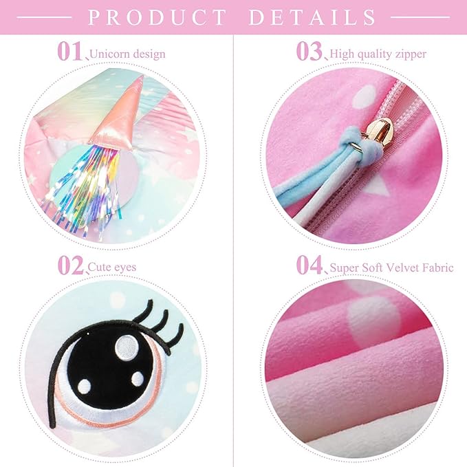 Unicorn Stuffed Animal Storage for Teens Girls Bedroom, Kids Bean Bag Chairs, Super Soft Velvet Fabric Large Size Covers Only - LeafyLoom