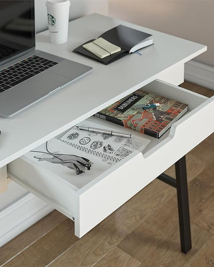Ameriwood Home Oxford Computer Desk with Drawer, White/Black - LeafyLoom