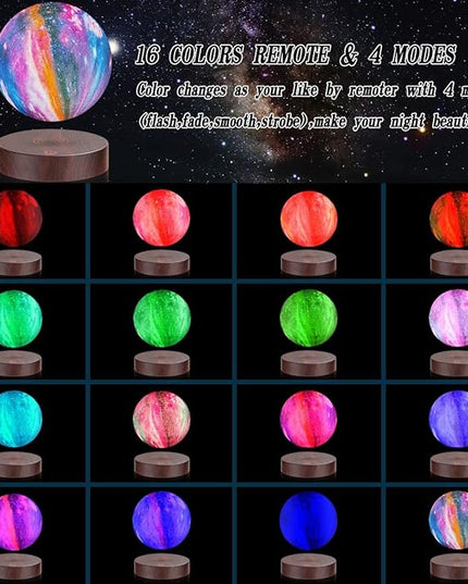 VGAzer Levitating Moon Lamp Floating and Spinning in Air Freely with 16 Colors LED Galaxy Moon Lamp Lights,Unique Gift & Decorative Lamp for Kids Lover Friends - LeafyLoom
