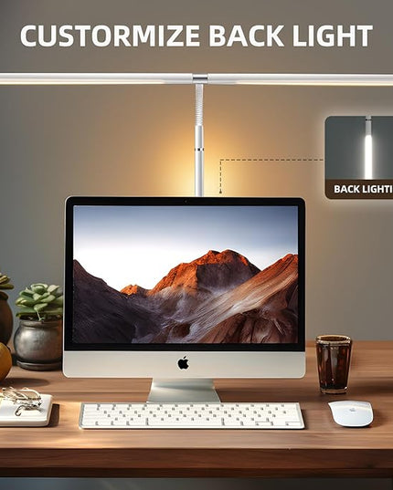 360°Rotatable Led Desk Lamp with Clamp, 34.25” Architect Desk Lamps for Home Office, 5 Color Modes with 3 Detachable Light Tubes, Gooseneck Desk Lights for Workbench, Monitor, Study (White) - LeafyLoom