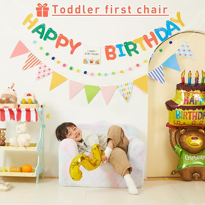 Toddler First Chair, Baby Chairs Comfy Toddler for Boys and Girls for Ages 18 Months and Up, Fits Any Decor (light-colored tie-dye) - LeafyLoom