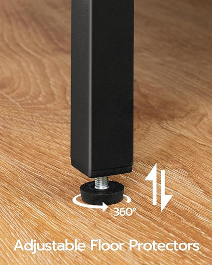 HOOBRO Computer Desk, Home Office Desk with Power Outlet, Modern Study Writing Desk with 3 Hooks for Study Room, Home Office, Sturdy and Stable, Easy to Assemble, Rustic Brown and Black BF41UDN01 - LeafyLoom