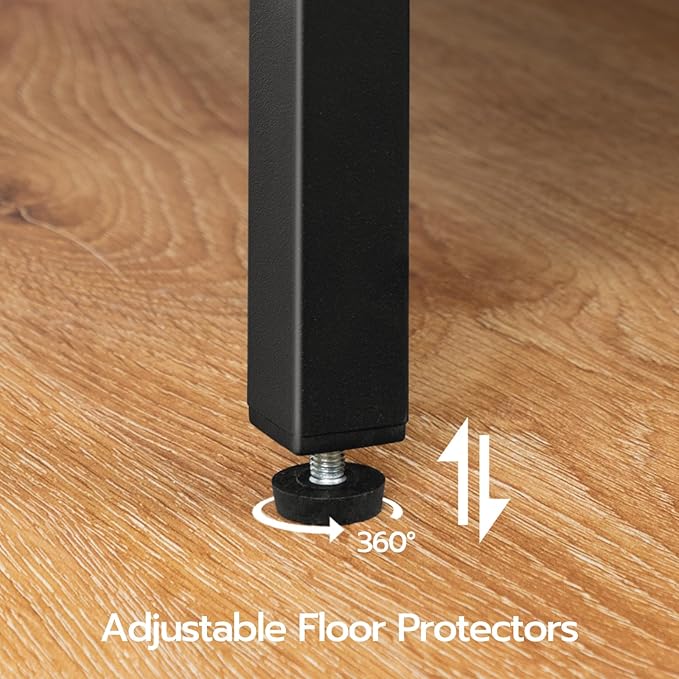 HOOBRO Computer Desk, Home Office Desk with Power Outlet, Modern Study Writing Desk with 3 Hooks for Study Room, Home Office, Sturdy and Stable, Easy to Assemble, Charcoal Gray and Black BC40UDN01 - LeafyLoom