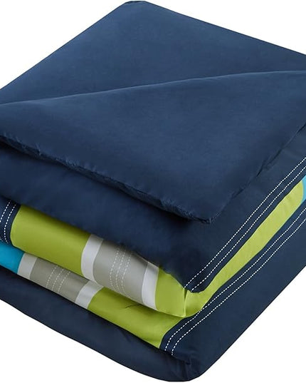Comfort Spaces Casual Comforter Set Sporty Design, Vibrant Color, Active Lifestyle Boys Bedroom Décor, All Season Soft Microfiber Bedding Set, Decorative Pillow, Sham Navy/Blue Twin/Twin XL 3 Piece - LeafyLoom