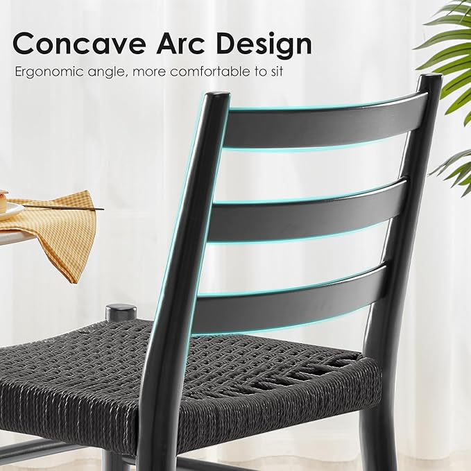 STARY Wood Rattan Dining Room Chairs Set of 2 with Comfortable Woven Seat, Fully Assembled, Full Black - Set of 4 - LeafyLoom