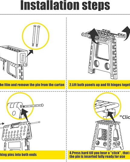 Delxo 17.5 Inch Folding Step Stool, Heavy Duty Foldable Stool for Adults,Premium Portable Collapsible Plastic Step Stool,Non Slip Folding Stools for Kitchen Bathroom Bedroom Up to 400LBS,(Black 1PC) - LeafyLoom