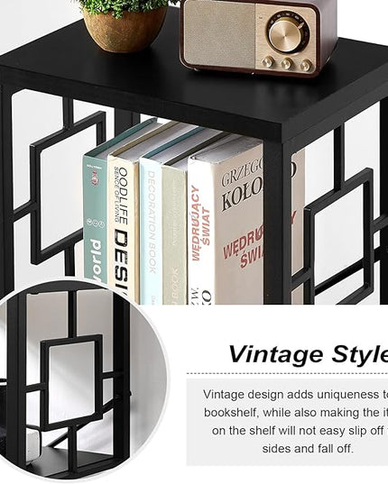 Small Bookshelf, 3 Tier Vintage Industrial Small Bookshelf for Small Spaces, Freestanding Open Shelf Bookcase, Versatile Bookshelf for Home Office, Bedroom & Living Room, Black - LeafyLoom