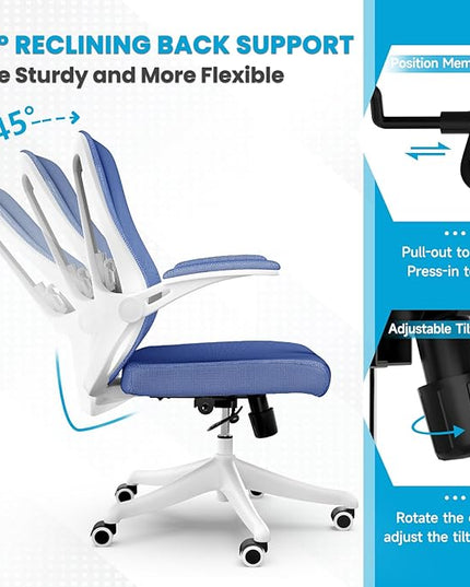 Ergonomic Office Chair - Comfy Desk Chairs with Wheels and Arms, 400LB Heavy Duty Mesh Computer Chairs with Comfortable Lumbar Back Support for Home Office, Bedroom, Study and College Dorm - LeafyLoom