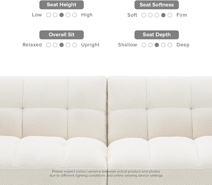mopio Aaron Couch, Small Sofa, Futon, Sofa Bed, Sleeper Sofa, Loveseat, Mid Century Modern Futon Couch, Sofa Cama, Couches for Living Room, Bedroom (Pearl White, Boucle) - LeafyLoom