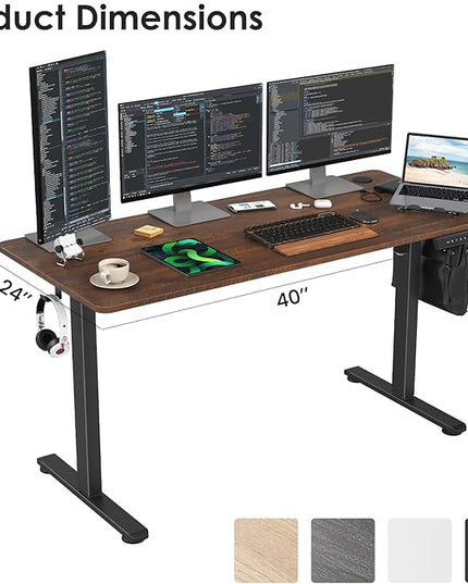 STARY Electric Memory Preset 55 x 24 Inches Adjustable Height Computer Workstation Sit Stand Home Office Desk with Splice Board, 5524, Rustic Brown/Black Frame - LeafyLoom