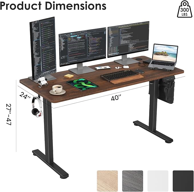 STARY Electric Memory Preset 55 x 24 Inches Adjustable Height Computer Workstation Sit Stand Home Office Desk with Splice Board, 5524, Rustic Brown/Black Frame - LeafyLoom