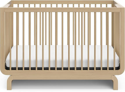 Storkcraft Santorini Deluxe 5-in-1 Convertible Crib with Bonus Toddler Guardrail (Driftwood) – GREENGUARD Gold Certified, Toddler Guardrail Included in Box, Fits Standard Crib Mattress - LeafyLoom