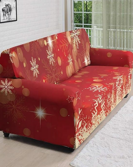 FKELYI Christmas Snow Sofa Slipcover Stretch Sofa Couch Cover for Living Room Non-Slip Furniture Protector Washable Sofa Slipcovers XL FKELYI