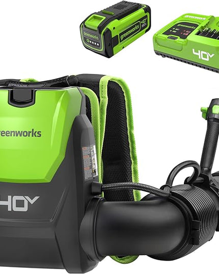Greenworks 40V (165 MPH / 660 CFM / 75+ Compatible Tools) Cordless Brushless Backpack Leaf Blower, 8.0Ah Battery and Charger Included, Green - LeafyLoom
