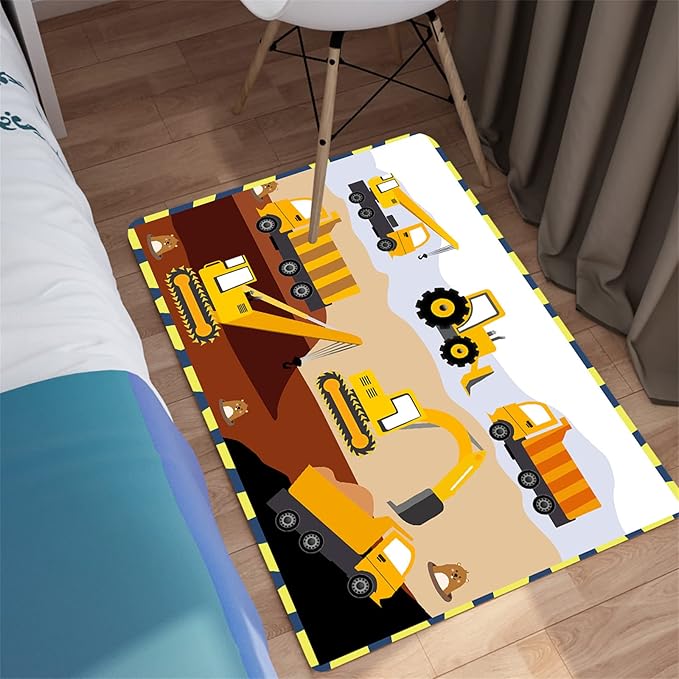 Construction Rugs for Boys Room Car Rug for Boys Room Car Rug Play Mat Kids Rugs for Playroom Car Play Mat Car Rugs for Kids Construction Decor for Boys Room 2'×3' - LeafyLoom