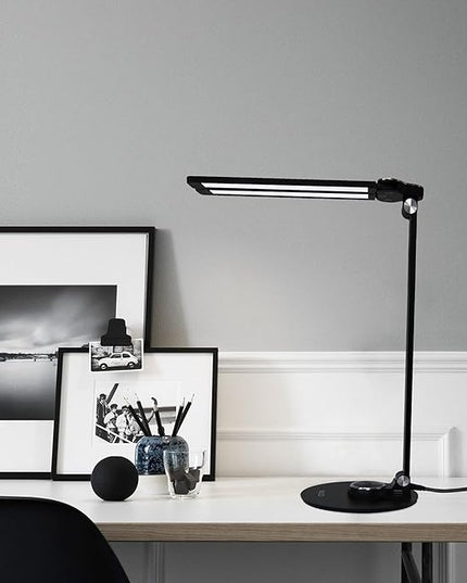 NUNET LED Desk Lamps for Home Office,Piano Lamp for Upright Piano,NULED Rotatable Aluminum Desk Lamp with USB Charging Port,Eye-Caring Reading Light/3 Lighting Modes/Brightness diammable Lamp,Silver - LeafyLoom