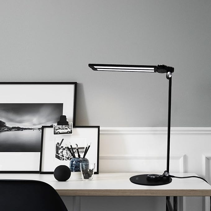 NUNET LED Desk Lamps for Home Office,Piano Lamp for Upright Piano,NULED Rotatable Aluminum Desk Lamp with USB Charging Port,Eye-Caring Reading Light/3 Lighting Modes/Brightness diammable Lamp,Silver - LeafyLoom