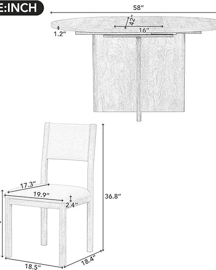 NicBex Small Dining Table Set for 4 Kitchen Table and Chairs 5-Piece Retro Functional Dining Set, 1 Extendable Table with a 16-inch Leaf and 4 Upholstered Chairs for Dining Room and Kitchen, White - LeafyLoom