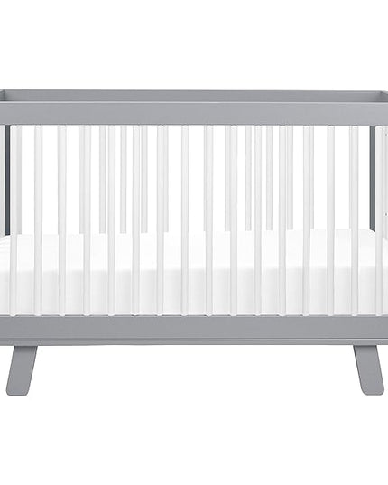 Babyletto Hudson 3-in-1 Convertible Crib with Toddler Bed Conversion Kit in Grey and White, Greenguard Gold Certified - LeafyLoom