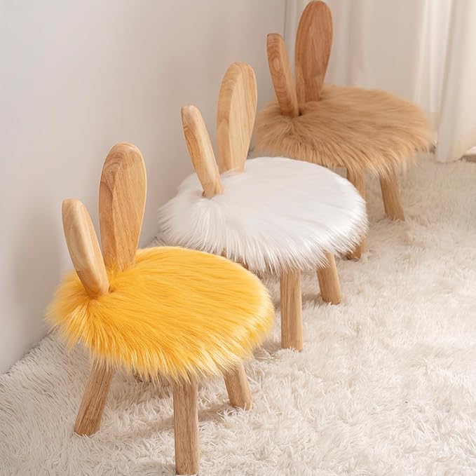 Wooden Toddler Chair Rabbit Stool Suitable for A Variety of Color Rest Stool for Any Room Decoration Game Room Cute Chair - LeafyLoom