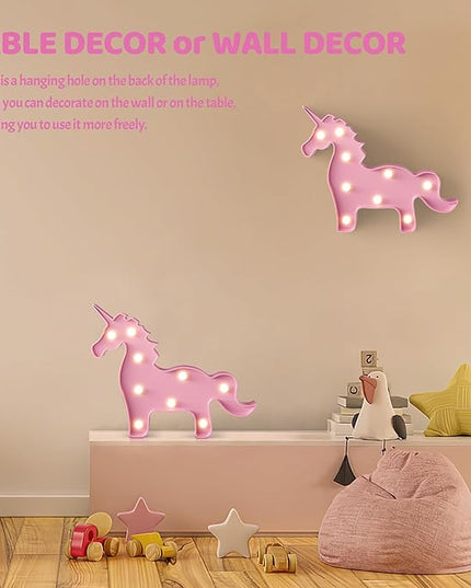 Pink Unicorn Decor, Battery Powered Unicorn Night Light for Kids, Unicorn Party Decorations, Unicorn Birthday Decorations for Girls, Pink Room Decor, Pink Decor, Pink Wall Decor - LeafyLoom