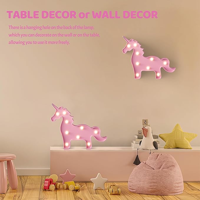 Pink Unicorn Decor, Battery Powered Unicorn Night Light for Kids, Unicorn Party Decorations, Unicorn Birthday Decorations for Girls, Pink Room Decor, Pink Decor, Pink Wall Decor - LeafyLoom