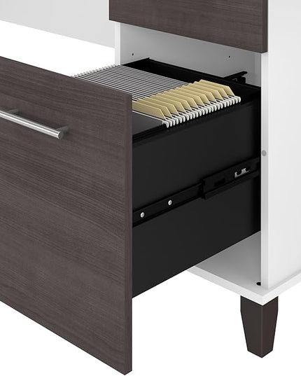 Bush Furniture Somerset Computer Drawers | Office Home Workspace | Large Desk, 72W, Storm Gray/White - LeafyLoom