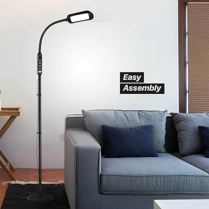 Brightech Litespan 2-in-1 LED Floor & Desk Lamp, Adjustable Height, Shades, Neck, Esthetician Light for Lashes, Portable Gooseneck Standing Lamp for Living Room, Dorm, Table - LeafyLoom