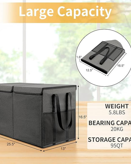 Large Toy Box for Boys Girls Toy Chest Kids Toy Storage Organizer Collapsible Toy Storage Bin Basket with Two Mesh Pockets for Nursery Playroom Bedroom Living Room Organization - LeafyLoom