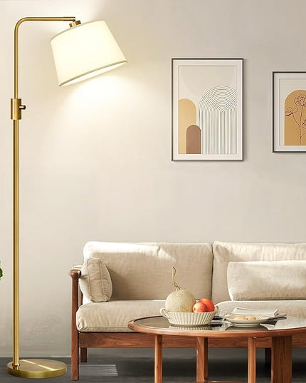 Nintiue Dimmable Floor Lamp, 1000 LM LED Edison Bulb Included, Arc Floor Lamps for Living Room Modern Standing Lamp Tall Lamps for Living Room Bedroom-Brass - LeafyLoom