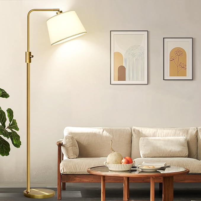 Nintiue Dimmable Floor Lamp, 1000 LM LED Edison Bulb Included, Arc Floor Lamps for Living Room Modern Standing Lamp Tall Lamps for Living Room Bedroom-Brass - LeafyLoom