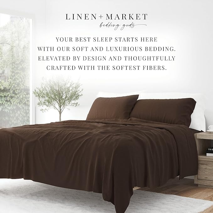 Linen Market Bed Sheets for Twin Size Bed (Gold) - Sleep Better Than Ever with These Soft and Cooling Twin Sheets - Deep Pocket Fits 16" Thick Beds - 4 Piece Twin Sheet Set - LeafyLoom
