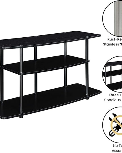 Convenience Concepts Designs2Go 3-Tier Wide TV Stand, 42", Black/Black - LeafyLoom