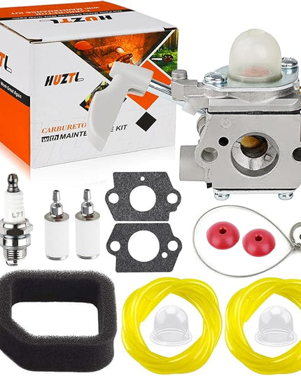 HUZTL 308054114 Carburetor for Homelite Carburetor 308054075 fits 26B Leaf Blower UT09526 with Air Filter Gaskets Fuel Line Kit - LeafyLoom