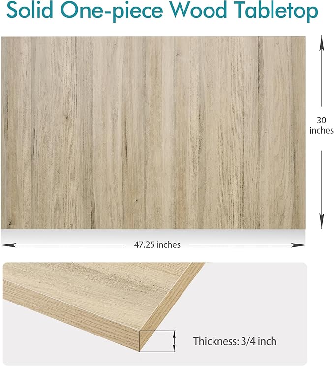 Kaboon Universal Tabletop 47.25"x30", Solid One-Piece Melamine Table Top, Double Desk L-Desk DIY, Home and Office, Oak - LeafyLoom
