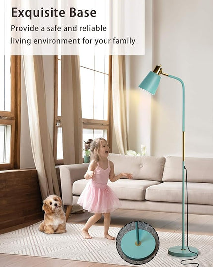Floor Lamp, Industrial Floor Lamps for Living Rooms Rustic Farmhouse Reading Standing Floor Lamp Adjustable Metal Heads Indoor Task Lighting for Living Room Bedroom Office Home Décor (Green) - LeafyLoom