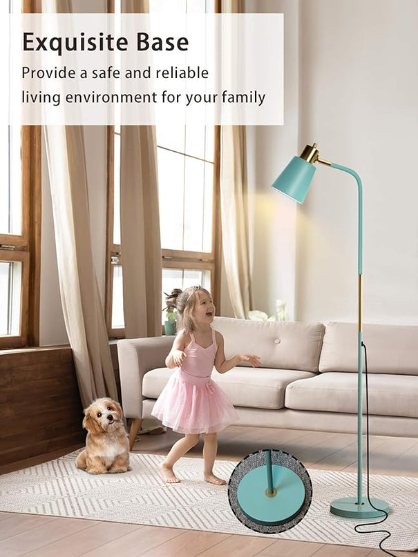 Floor Lamp, Industrial Floor Lamps for Living Rooms Rustic Farmhouse Reading Standing Floor Lamp Adjustable Metal Heads Indoor Task Lighting for Living Room Bedroom Office Home Décor (Green) - LeafyLoom