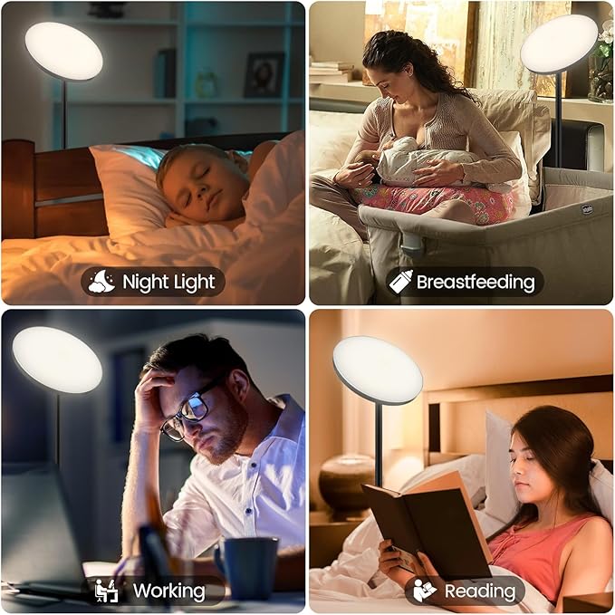 Dimunt Floor Lamp, 30W/2400LM LED Modern Torchiere Sky Lamp, 3000K-5000K Super Bright Dimmable Standing Tall Lamp with 3 Color Temperatures, Remote Button Control, 1 Hour Timer for Living Room Office - LeafyLoom