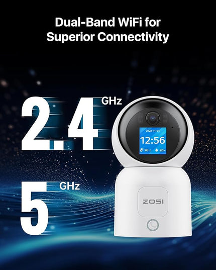 ZOSI 4MP 2 Way Video Security Camera, C519M 360° View Baby/Pet Dog Monitor, 2.5K Plug-in 2.4G/5G Dual-Band WiFi Smart Home Indoor Cam,One-Touch Call,Human Detection,Pan/Tilt,Cloud & SD Card Storage ZOSI
