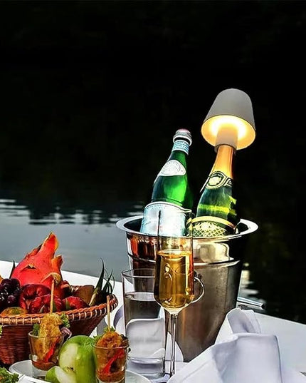 Wireless Wine Bottle Light Head, Portable LED Wireless Bottle Lamp with 3 Modes Light Dimming Pridola, Rechargeable Touch Control Wine Bottle for Any Bottle (White) - LeafyLoom